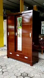 Lemari Pakaian 3 Pintu Sliding Kayu Teack /trinityjayafurniture