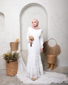 SYF07 Busana Muslim Wanita Dilwa Dress Putih