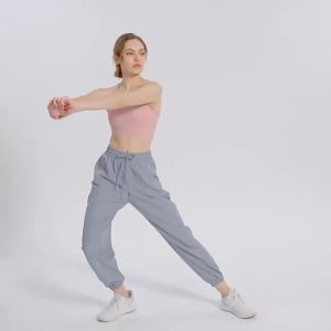 Lulu Quick-Drying Track Pants Women Loose Tappered Trousers Running Fitness Waist-Tight Yoga Pants