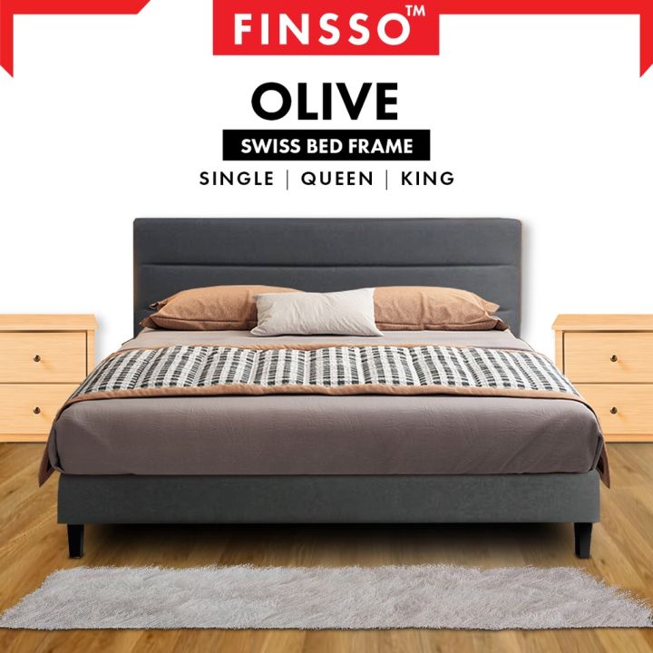 FINSSO OLIVE canvas Divan Bedframe [Headboard+ Base Box] Katil- King ...