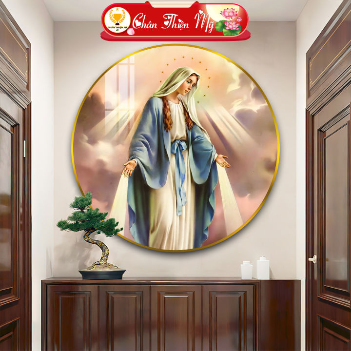 Tranh Tráng Gương Pha Lê Tròn CHÂN THIỆN MỸ, Tranh Công Giáo Treo Tường ...