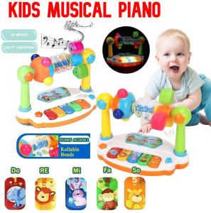 **Malaysia Seller** Baby piano Electric Musical Keyboard Drum Playing Toy Baby Early Montessori Light Sound Sensory Education