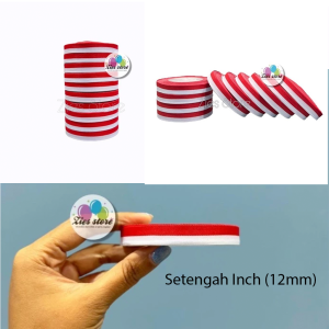 Pita Satin Merah Putih Hiasan Kemerdekaan 0.5 inch 12mm / 1 inch 24mm Roll HUT RI