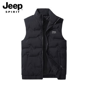 JEEP SPIRIT Áo Ghi Lê Nam Áo Ghi Lê Lông Vịt Màu Trắng Ngoại Cỡ Áo Ghi Lê Ngoài Trời Chống Lạnh Mùa Đông Cổ Đứng Dáng Rộng