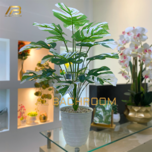 TANAMAN PLASTIK MONSTERA VARIEGATA D18 DAN D12 B8187 TANAMAN ARTIFICIAL HIASAN RUMAH KANTOR CAFE