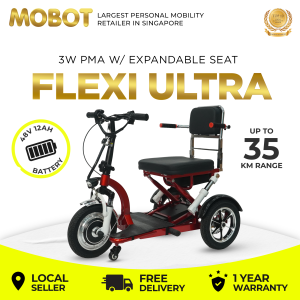 MOBOT SG OFFICIAL | FLEXI ULTRA 3 Wheels Mobility Scooter PMA | 48V 12AH | Extendable Seat | LTA Compliant