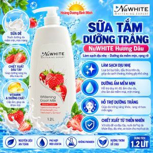 Sữa Tắm NuWHITE Sữa Dê Hương Dâu 1.2L – Dưỡng Ẩm Dưỡng Sáng Da
