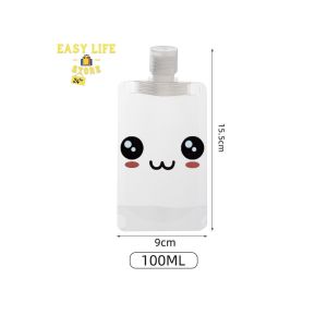【Reusable】30ml / 50ml / 100ml Random Emoji Liquid Dispens Bag Set Leak Proof Travel Toiletries Refillable Shampoo Lotion Liquid Storage