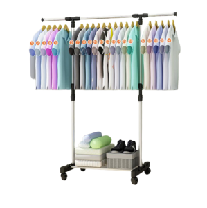 Stand Hanger Gantungan Baju Double Portable Gantungan Baju Stainless Steel Stand Hanger Serbaguna