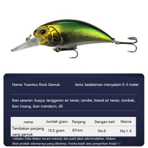 LUC Umpan Pancing Model Populer Mengambang 8.7Cm/15..5 Umpan Keras Warna Engkol Ayun Kualitas Profesional Kedalaman 2.0-2.5M