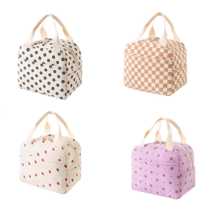 Lovely Lunch Box Corduroy Lunch Case Thermal Insulated Bag Reusable Lunch Bag Portable Coolers Bag for Work School