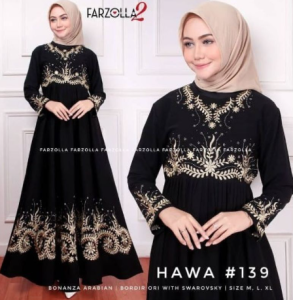 GAMIS ABAYA WANITA ARAB HITAM BORDIR 139
