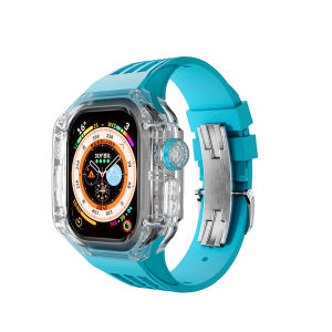 For apple watch Ultra 49mm Luxury Transparent Modification kit For apple watch Ultra 49mm Fluororubber Watchband Bracelet Smart watch band with Clean Case