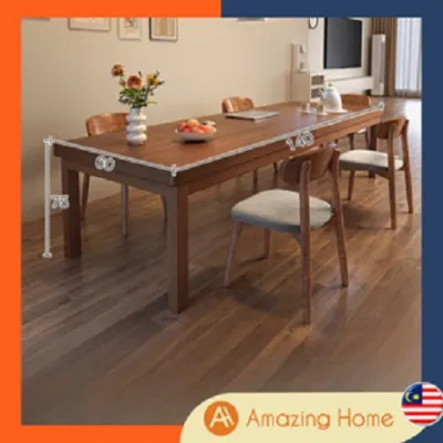 AmazingHome 180cm/140cm Solid Wood Dining Table Home Office Meeting Long Table Meja Panjang Lebar