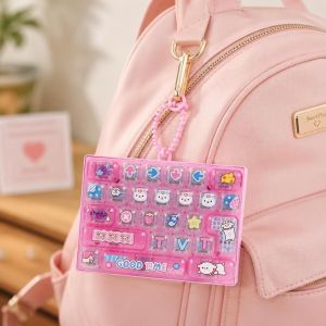 CHICKETTI Cute Design Decompression Button Toy Transparent Dual-Tone 26-Key keyboard Pendant Animal Diary with LED Lights Keyboard Keychain Childrens Bag