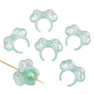 33x27mm 4pcs/bag Acrylic Transparent Bow Hair Hoop Beads For DIY Keychain Jewelry Making
