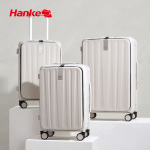 Hanke Side-opening Aluminum Frame Luggage 20 Inch Boarding Suitcase for Women Men 24 Inch Fashion Check-in Luggage Front Opening Travel Suitcase with Mute Wheels TSA Lock H9860