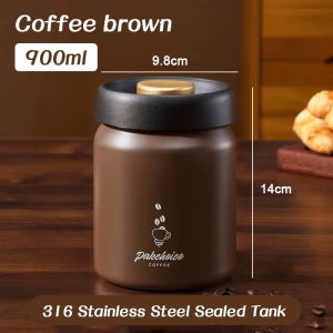 Airtight Coffee Bean Container Storage Canister Tea Jar Vacuum Sealed Cans Kitchen Storage Organizer
