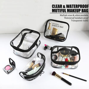 กระเป๋าเครื่องสำอาง PVC ใสกันน้ำซิปกระเป๋าเดินทางผู้หญิงกระเป๋าเครื่องสำอาง