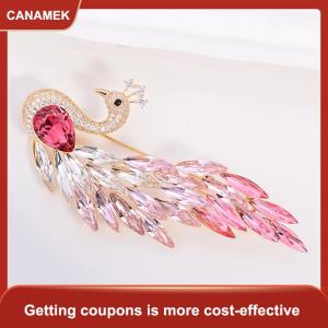 【CANAMEK 】 Fashion Animal Rhinestone Crystal Peacock Brooches For Women Clothing Coat Jewelry Accessries Gifts