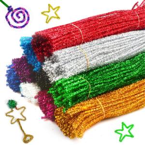 UUMIR Xmas Wool Top Torsion Bar Cleaners Plush Glitter Chenille Stems Tinsel Sticks DIY Craft Supplies