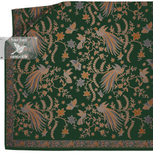 kain batik - Kualitas Ekspor Motif Batik Burung Kupu Bunga Elegan V15 (Hijau Hunter)