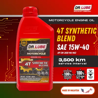 Dr Lube Synthetic Blend 4T Motorcycle Engine Oil SAE 15W-40 API SM JASO MA/MA2 - Minyak Pelincir Motosikal Motor lc135 y15 125z ex5 yamaha yzf