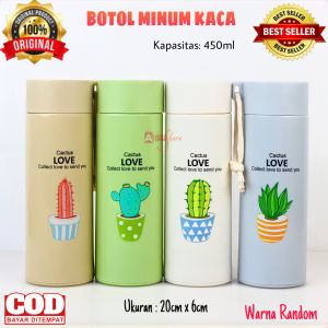 ( BISA COD ) PROMO BOTOL MINUM KACA GLASS KAKTUS LUCU UNIK MY BOTTLE 450ml / BOTOL AIR MINUM PANAS DAN DINGIN / TERMOS BOTOL TERMOS AIR PANAS DAN DINGIN GLASS CACTUS LUCU UNIK KADO