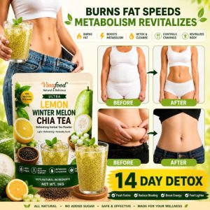 Lemon Winter Melon Chia Tea with Real Chia Seeds | High Fiber Wellness Drink | Less Bloating Support