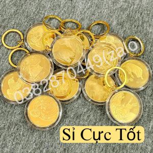 Móc Khóa Xu 12 Con Giáp Mạ Vàng Treo Oto Xe Máy