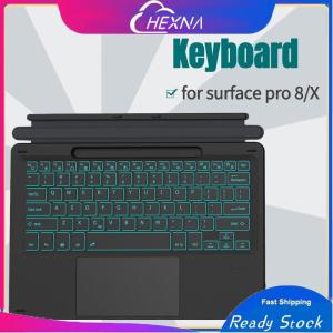 Wireless Bluetooth Keyboard for Microsoft Surface Pro 11 2024 10/Pro 8/Pro 9/Pro X with Touchpad 7 Color Backlight Type-c Charging Type Cover