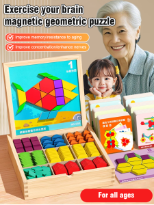 Magnetic Puzzle Building Blocks For 3 To 6 Years Old Childrens Intellectual Thinking Training Tangram Magnetic Three-dimensional Geometry Toys 锻炼大脑磁性几何拼图