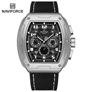 NAVIFORCE Watch for Men Multifunction Leather Watch Waterproof Casual Big Dial Wristwatch Quartz Calendar Stopwatch NF8053