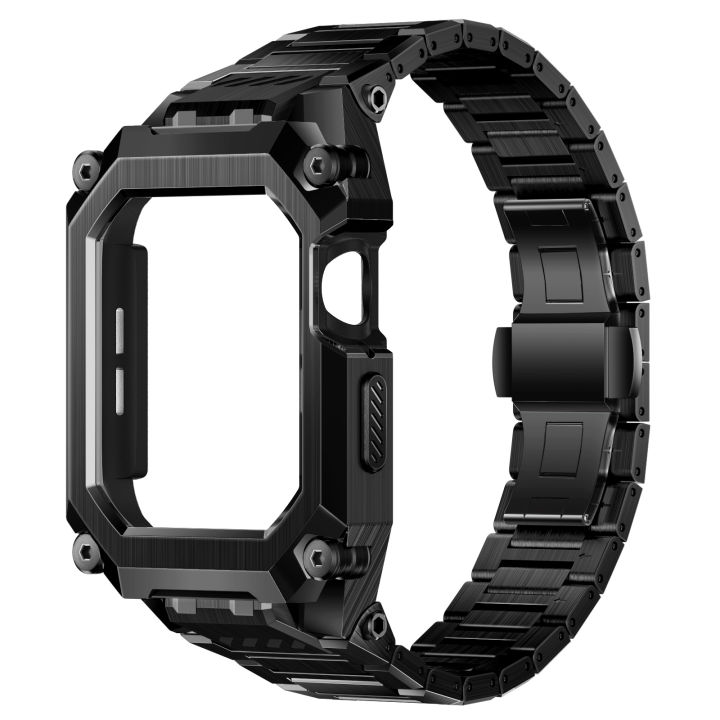 SUPCASE Unicorn Beetle Steel Case with Band for Apple Watch Series  9/8/SE2/7/6/5/4/SE 45/44mm Stainless Steel Metal Rugged Protective Case  with Strap