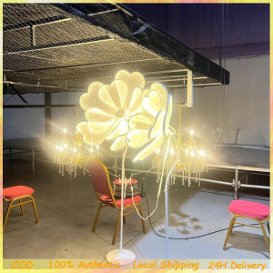 Wedding Decoration Peony Flower Lighted Pathway Guide Lamp Iron Art Scene Fabric Background Decoration Props Stage Decoration