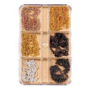 Bold Rock Nail chains Kit với kim loại cổ điển quyến rũ Gothic Nail Art điểm nhấn cho tùy chỉnh thiết kế