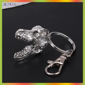 RUASA Dinosaur Skull Keychain Tyrannosaurus Rex Cyberpunk Goth Animal Teeth Skeleton Cranium Gothic Jewelry Gift
