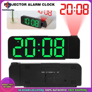 Vodool Projection Alarm Clock LED Digital Alarm Clock Temperature/Date Display Desk Alarm Clock Adjustable Brightness for Hearing Impaired & Deaf People