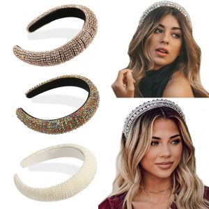 UUMIR เครื่องประดับผมเจ้าสาว ที่คาดผม กิ๊บติดผม แฮนด์เมด มงกุฏบาร็อค ผ้าโพกศีรษะแต่งงาน Rhinestone ไข่มุก Haiband คริสตัลเต็ม