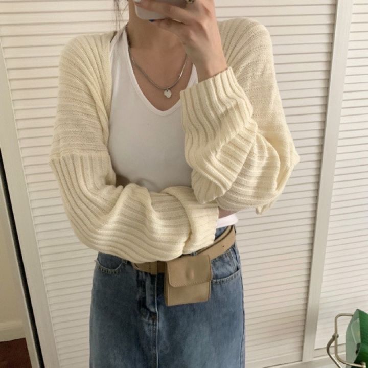 🧸พรัอมส่ง🎽 เสื้อไหมพรมครอปคลุมแขนงานเกาหลี ผ้าหนานุ่มใส่สบาย | Lazada.co.th