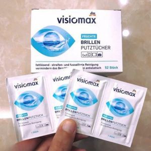 Giấy lau kính Visiomax hộp 52 gói giúp làm sạch và bảo vệ kính - Nhập Đức chính hãng