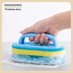 [COD] แปรงทำความสะอาดแบบหนาพร้อมด้ามจับอุปกรณ์ทำความสะอาดฟองน้ำสำหรับห้องครัวกระเบื้องห้องน้ำฟองน้ำทำความสะอาดคราบในบ้าน