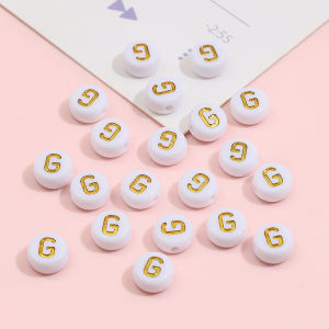 50Pcs 4x7mm Acrylic Gold A-Z English Letter Beads Flat Round Alphabet Beads For Jewelry Making DIY Couple Friendship Bracelet Necklace