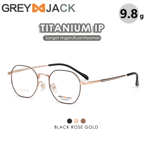 Grey Jack Frame Kacamata Bahan Titanium Kotak Ringan Fashion Trendy Bisnis Style Bisa Minus 3956
