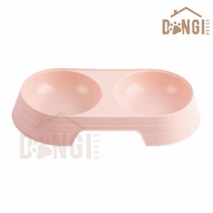 Tempat makan anjing kucing 2 cup | Mangkok tempat makan hewan Anti-Semut Double Bowl | Mangkok Makan Plastik Macaron Untuk Anjing Kucing