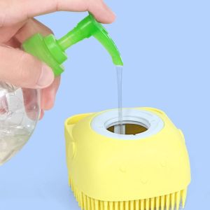 HCM* Bàn Chải Tắm Tắm/Bông Tắm Silicon Tạo Bọt Matxa Cho Chó Mèo có Chỗ Đựng Sữa