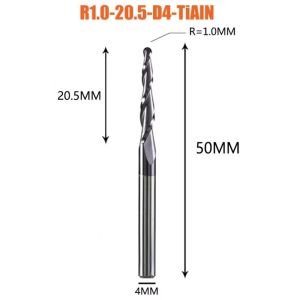 LIWU 1Pcs Carbide rắn Dao phay đầu rắn bằng cacbua 3.175mm 4mm Đã phủ lớp Mũi khoan đầu bi côn Bền bỉ Thiết kế thon gọn Đầu phay dùng cho gia công CNC gỗ và loại