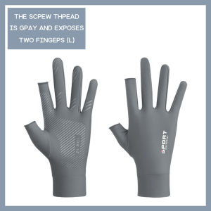 ถุงมือขี่รถจักรยานยนต์ผ้าไหมน้ำแข็งลื่นระบายอากาศตกปลาบาง fanghua Newboler หน้าจอสัมผัสถุงมือเต็มนิ้ว 1 คู่ (L)