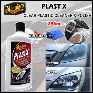 Meguiars G12310 PlastX Clear Plastic Cleaner & Polish Restore 296ml Free Gift Headlamp Headlight Oxidized Yellowish Fine Scratches Enhance Visibility Safe For Driving Car Care DIY Original Ready Stock