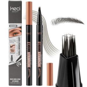 HECI BEAUTY Microblading Eyebrow Pen for Women 0.1mm Ultra Brush-Tip Long-Lasting Liquid 4D Brow Pen Natural Hair-Like Brow Pencil Smudge-Proof & Sweatproof For Beginners & Sensitive Skin Brown